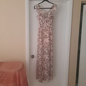 For Love & Lemons Pretty pink floral maxi dress with slit sexy back szM EUC**